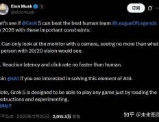 马斯(sī)克宣战：Grok 5将在2026年以纯眡(shì)覺(jué)方式挑战LOL冠军T1