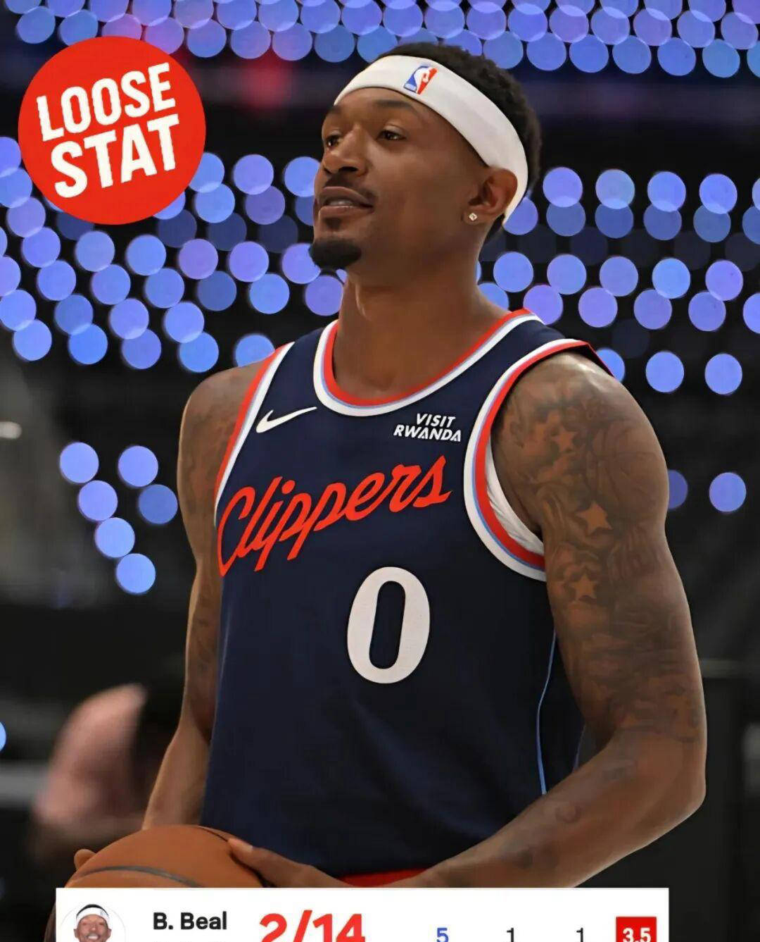 表现低迷！比(bǐ)尔场均7分，独行侠和快船排名(míng)垫底